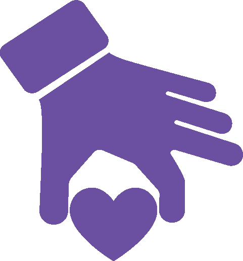 Icon Purple hand holding heart