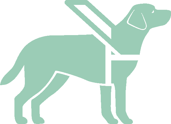 Icon of green guide dog in harness