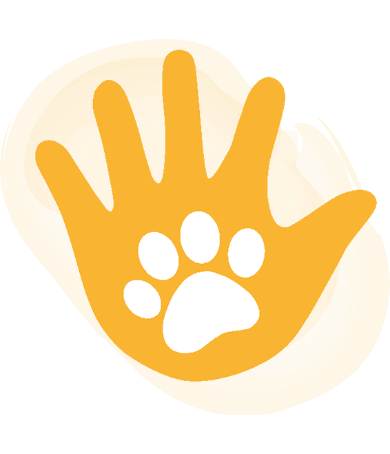 Icon yellow hand with paw in the middle