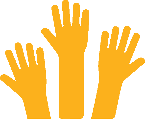 Icon of three yellow hands