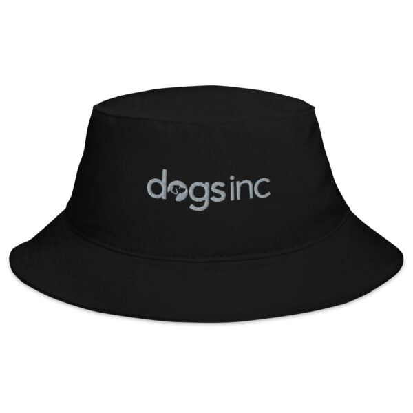 A black bucket with the Dogs Inc logo stitched in gray.