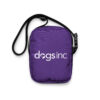 A purple utility crossbody bag with the Dogs Inc logo centered in white.